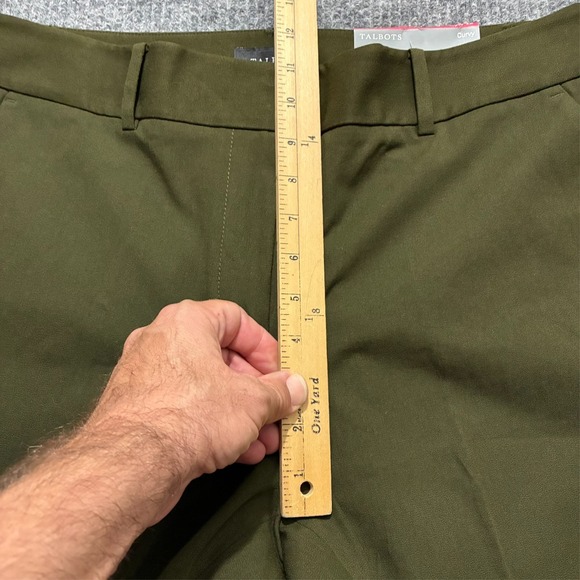 Talbots Newport Pants Womens 12 Green Curvy Trouser Leg Full Length High Rise - Picture 3 of 12